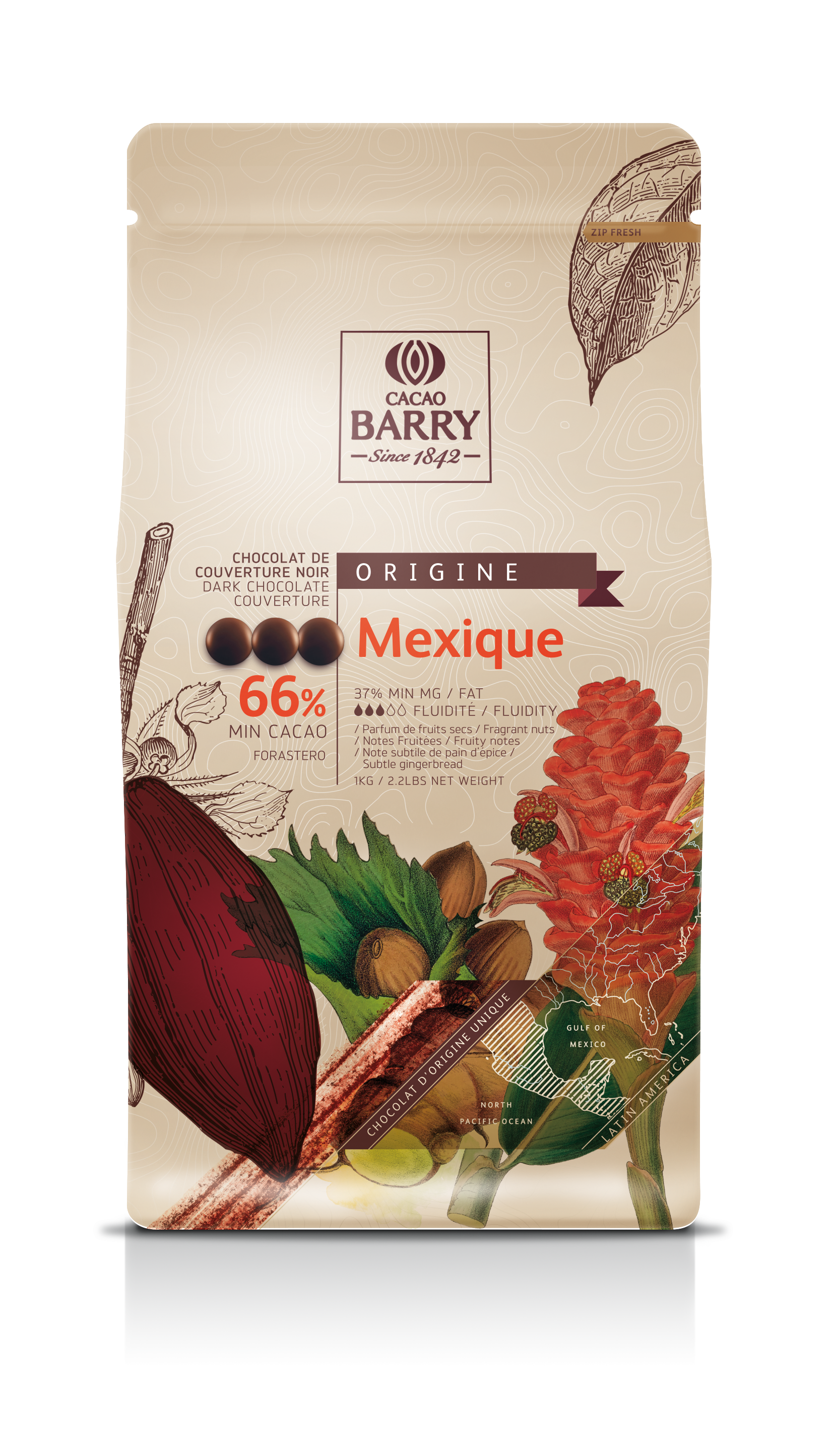 Cacao Barry Մուգ շոկոլադ Մեքսիկա 66%  (1կգ փաթեթ)