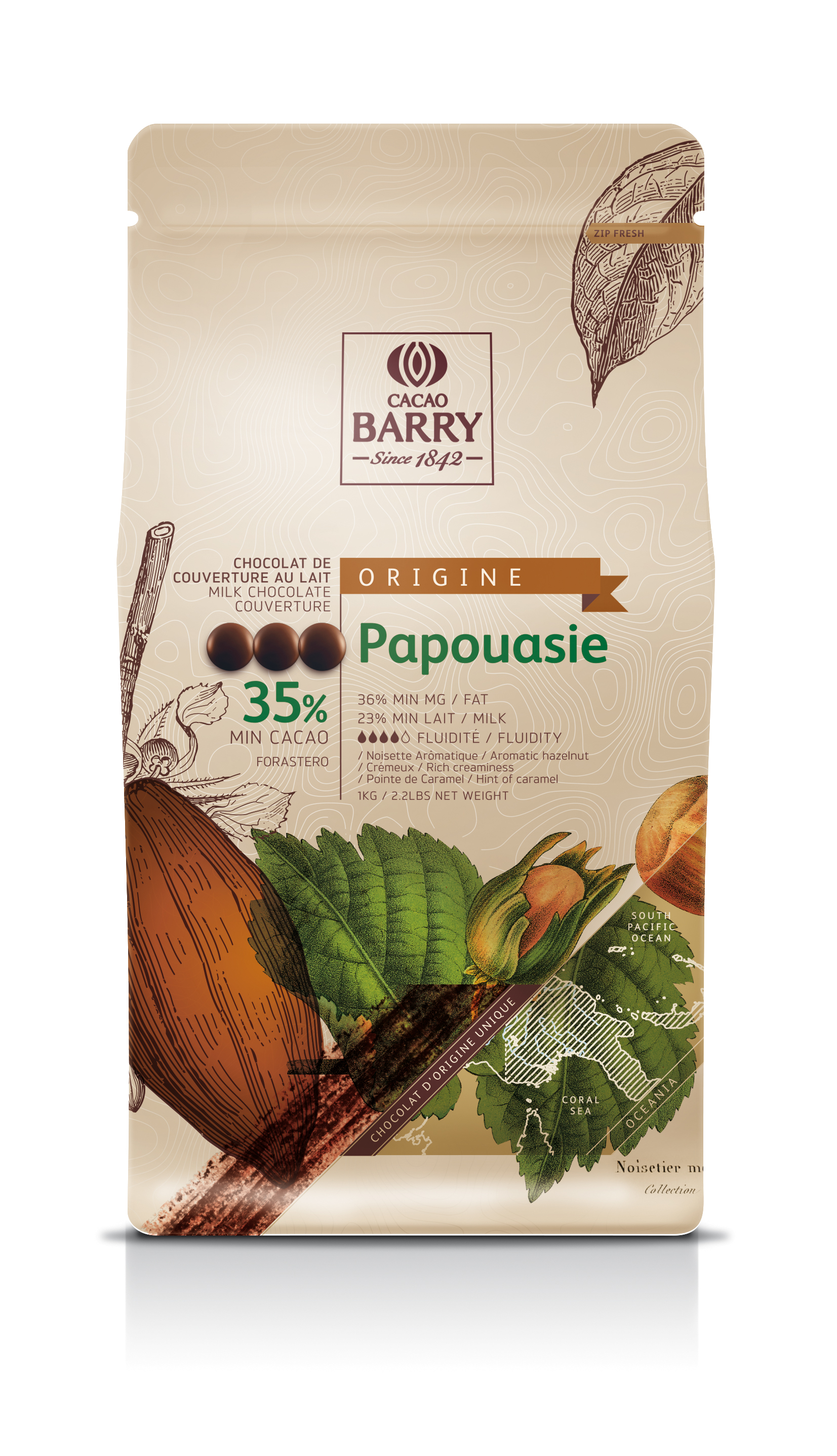 Cacao Barry Կաթնային շոկոլադ Պապուա 36% (1կգ փաթեթ)