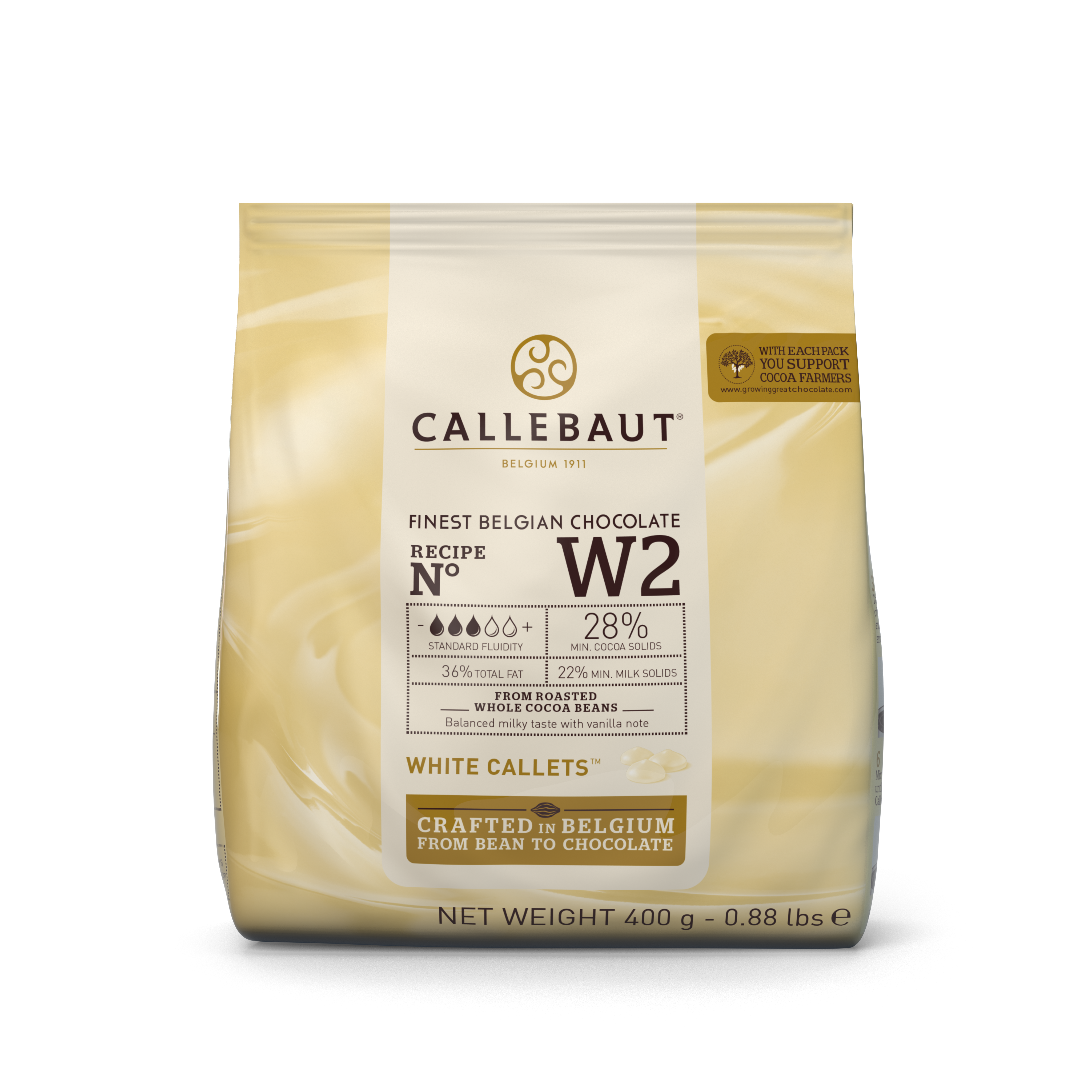 CALLEBAUT WHITE chocolate 28% (400g bag)