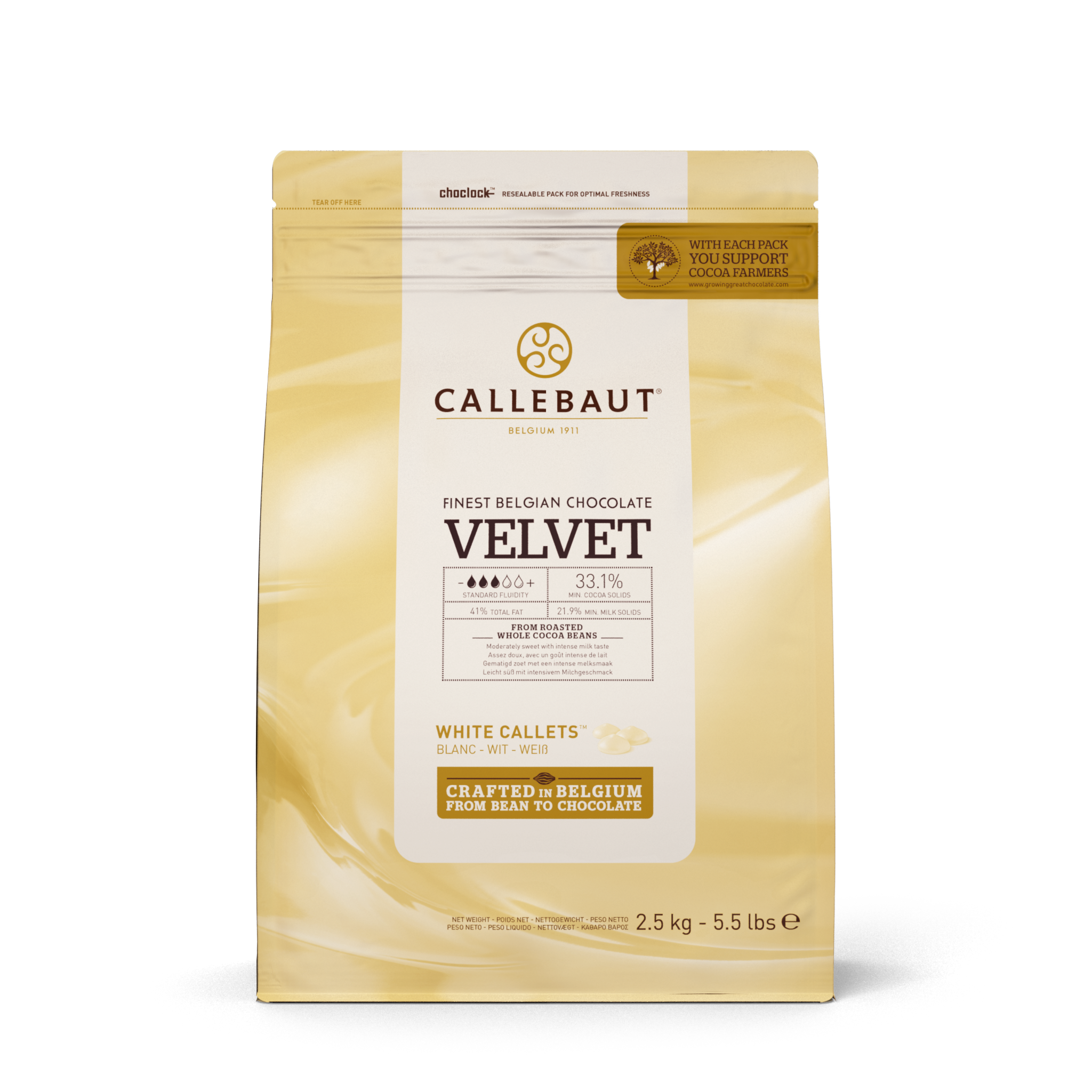CALLEBAUT WHITE chocolate VELVET 32% (2.5kg bag)